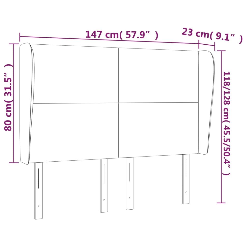 Κεφαλάρι με Πτερύγια Σκούρο Καφέ 147x23x118/128 εκ.Υφασμάτινο