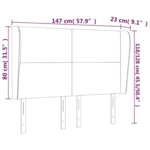 Κεφαλάρι με Πτερύγια Σκούρο Καφέ 147x23x118/128 εκ.Υφασμάτινο