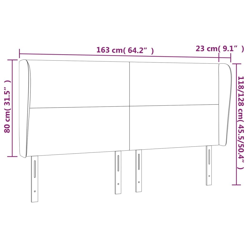 Κεφαλάρι με Πτερύγια Σκούρο Καφέ 163x23x118/128 εκ. Υφασμάτινο