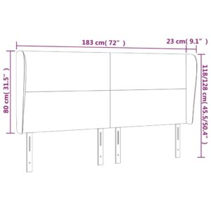 Κεφαλάρι με Πτερύγια Μαύρο 183x23x118/128 εκ. Υφασμάτινο