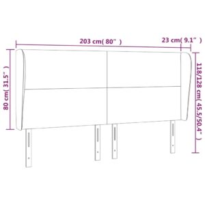 Κεφαλάρι με Πτερύγια Σκούρο Καφέ 203x23x118/128 εκ. Υφασμάτινο