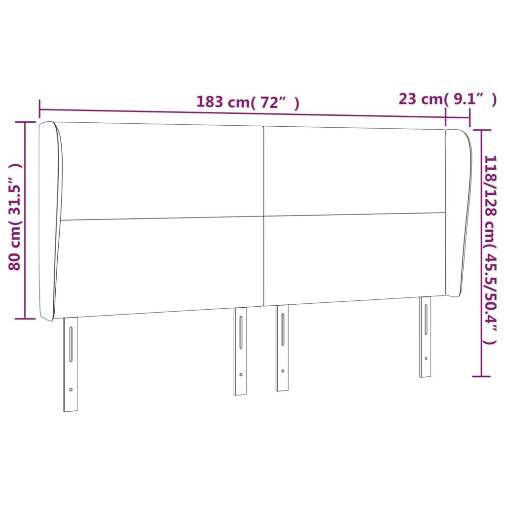 Κεφαλάρι με Πτερύγια Σκούρο Μπλε 183x23x118/128 εκ. Βελούδινο