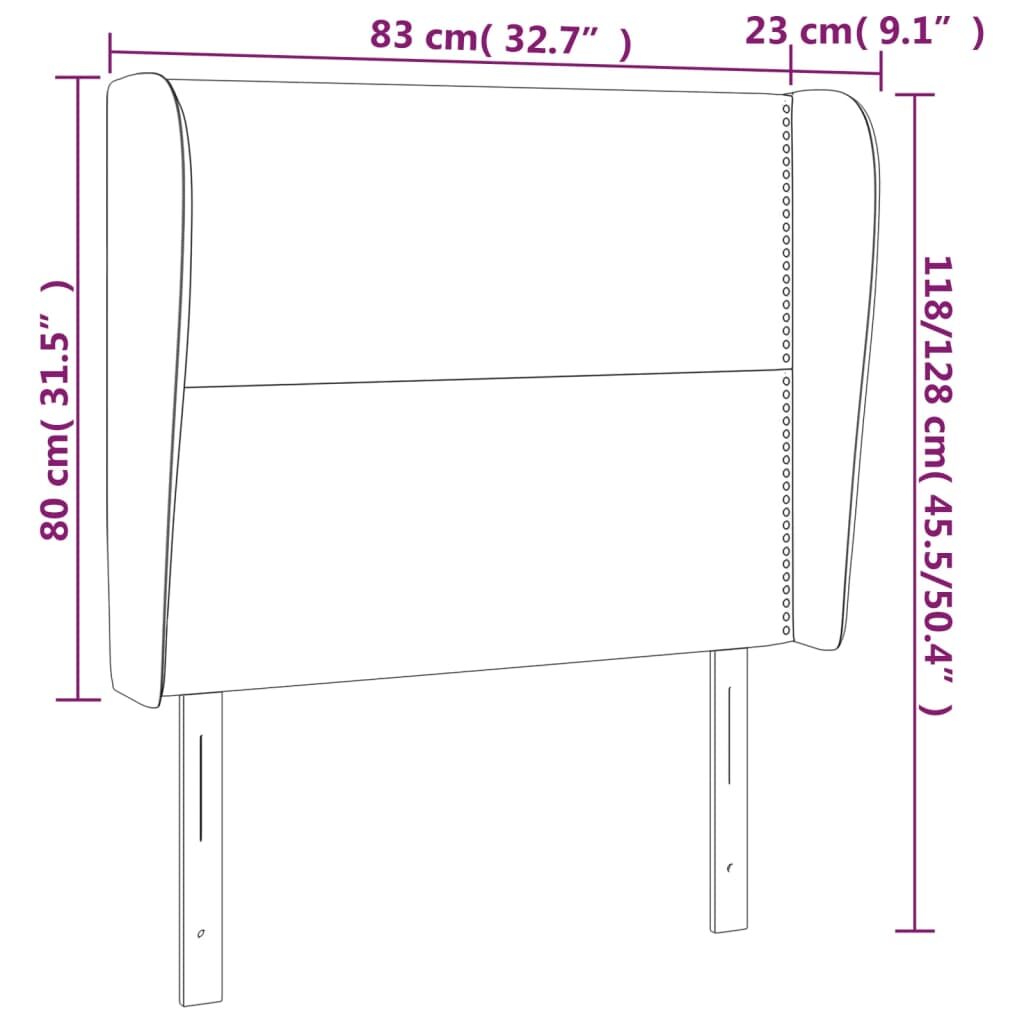 Κεφαλάρι με Πτερύγια Μαύρο 83x23x118/128 εκ. Υφασμάτινο