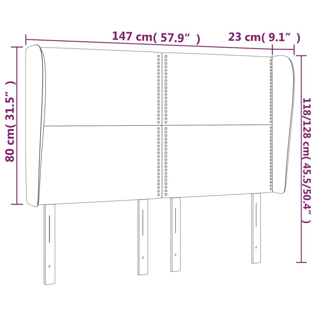 Κεφαλάρι με Πτερύγια Ανοιχτό Γκρι 147x23x118/128 εκ. Υφασμάτινο