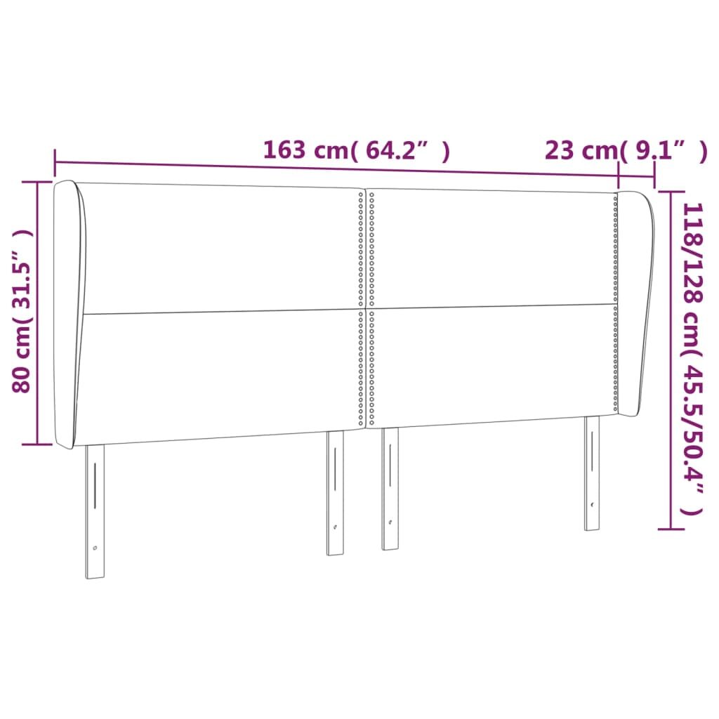 Κεφαλάρι με Πτερύγια Μαύρο 163x23x118/128 εκ. Υφασμάτινο