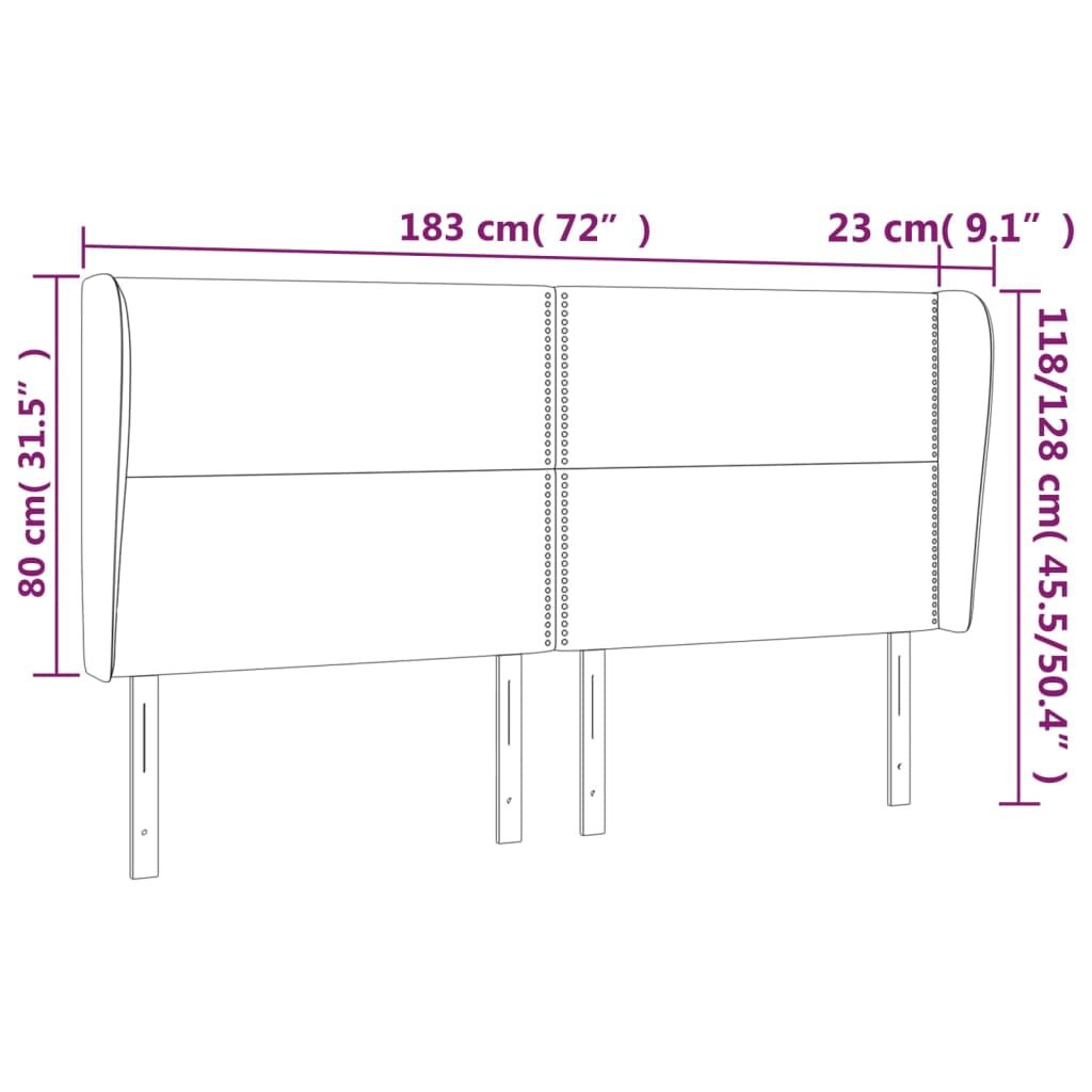 Κεφαλάρι με Πτερύγια Σκούρο Γκρι 183x23x118/128 εκ. Υφασμάτινο