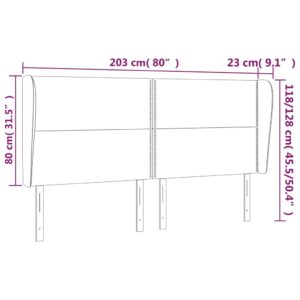 Κεφαλάρι με Πτερύγια Μαύρο 203x23x118/128 εκ. Υφασμάτινο