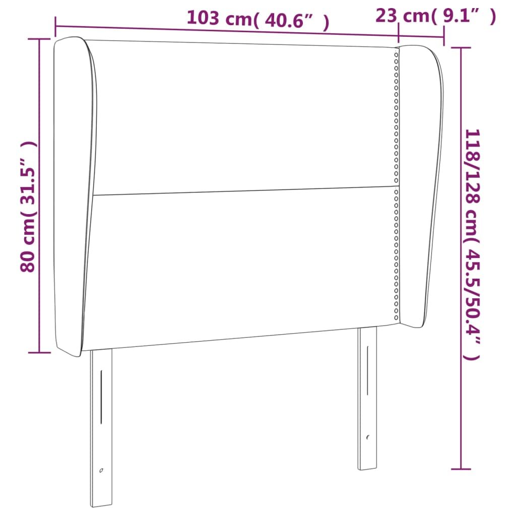 Κεφαλάρι με Πτερύγια Σκούρο Γκρι 103x23x118/128 εκ. Βελούδινο