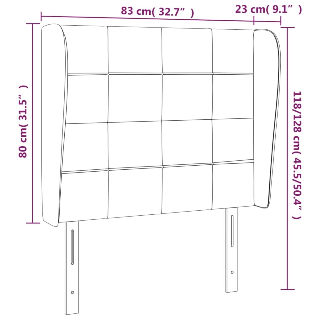 Κεφαλάρι με Πτερύγια Ανοιχτό Γκρι 83x23x118/128 εκ. Βελούδινο