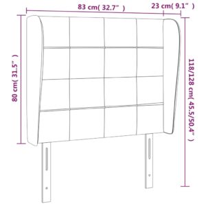 Κεφαλάρι με Πτερύγια Ανοιχτό Γκρι 83x23x118/128 εκ. Βελούδινο