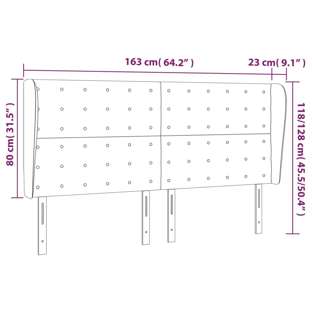 Κεφαλάρι με Πτερύγια Μαύρο 163x23x118/128 εκ. Συνθ. Δέρμα