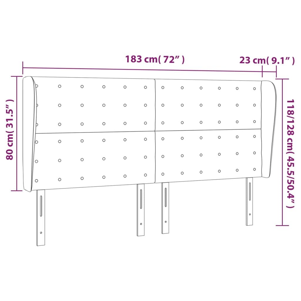 Κεφαλάρι με Πτερύγια Καφέ 183x23x118/128 εκ. Συνθετικό Δέρμα