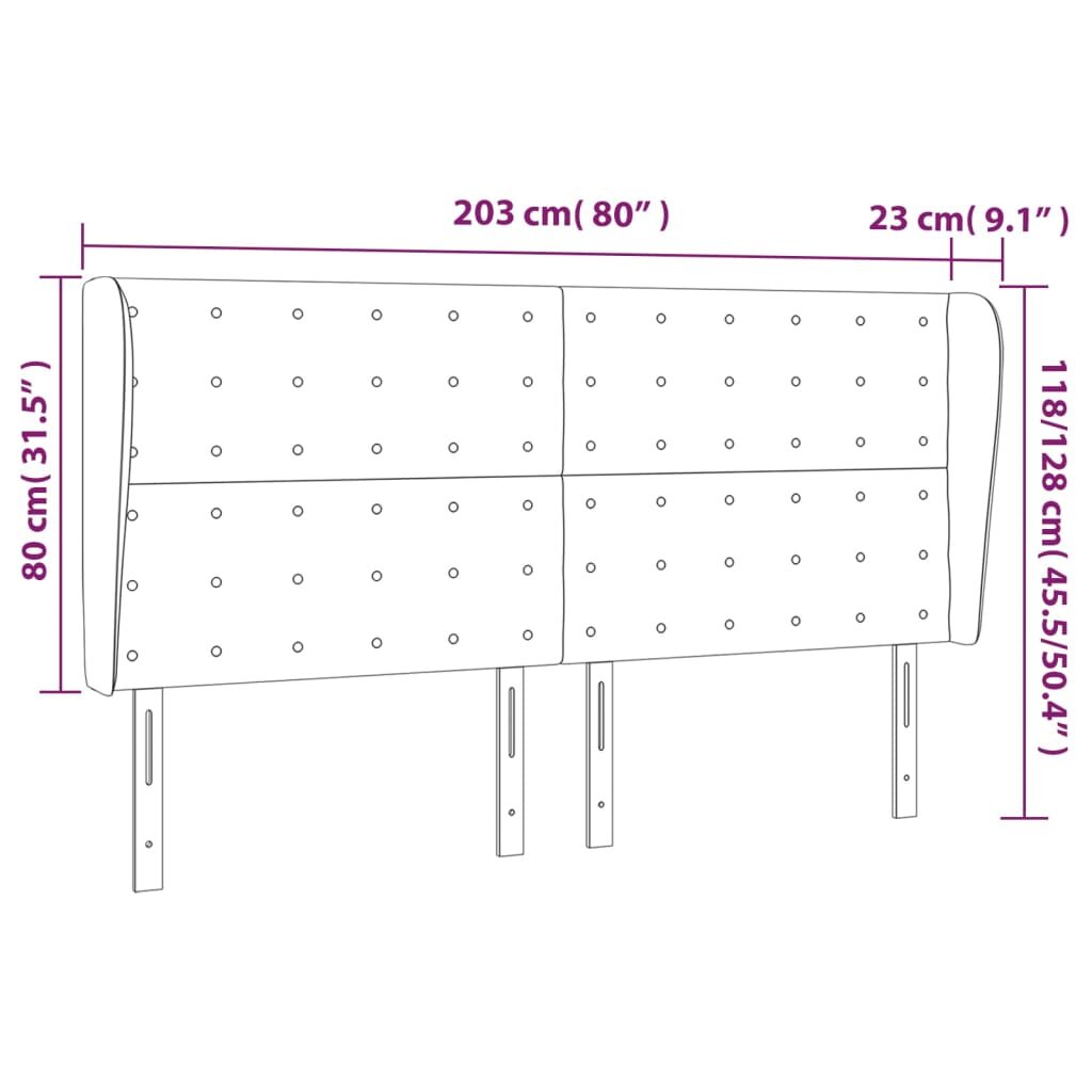 Κεφαλάρι με Πτερύγια Καφέ 203x23x118/128 εκ.Συνθετικό Δέρμα