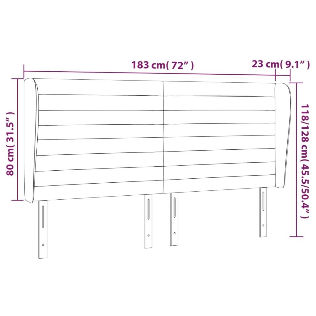 Κεφαλάρι με Πτερύγια Σκούρο Καφέ 183x23x118/128 εκ. Υφασμάτινο