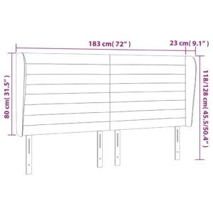 Κεφαλάρι με Πτερύγια Σκούρο Καφέ 183x23x118/128 εκ. Υφασμάτινο