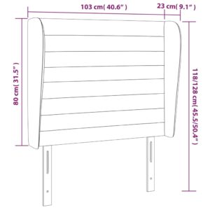 Κεφαλάρι με Πτερύγια Ανοιχτό Γκρι 103x23x118/128 εκ. Βελούδινο