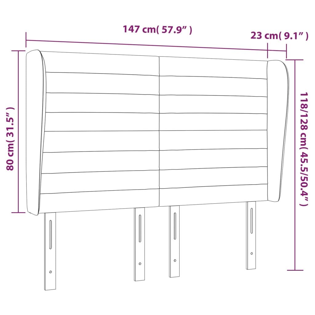 Κεφαλάρι με Πτερύγια Ροζ 147x23x118/128 εκ. Βελούδινο