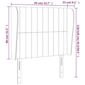 Κεφαλάρι με Πτερύγια Σκούρο Καφέ 83x23x118/128 εκ. Υφασμάτινο