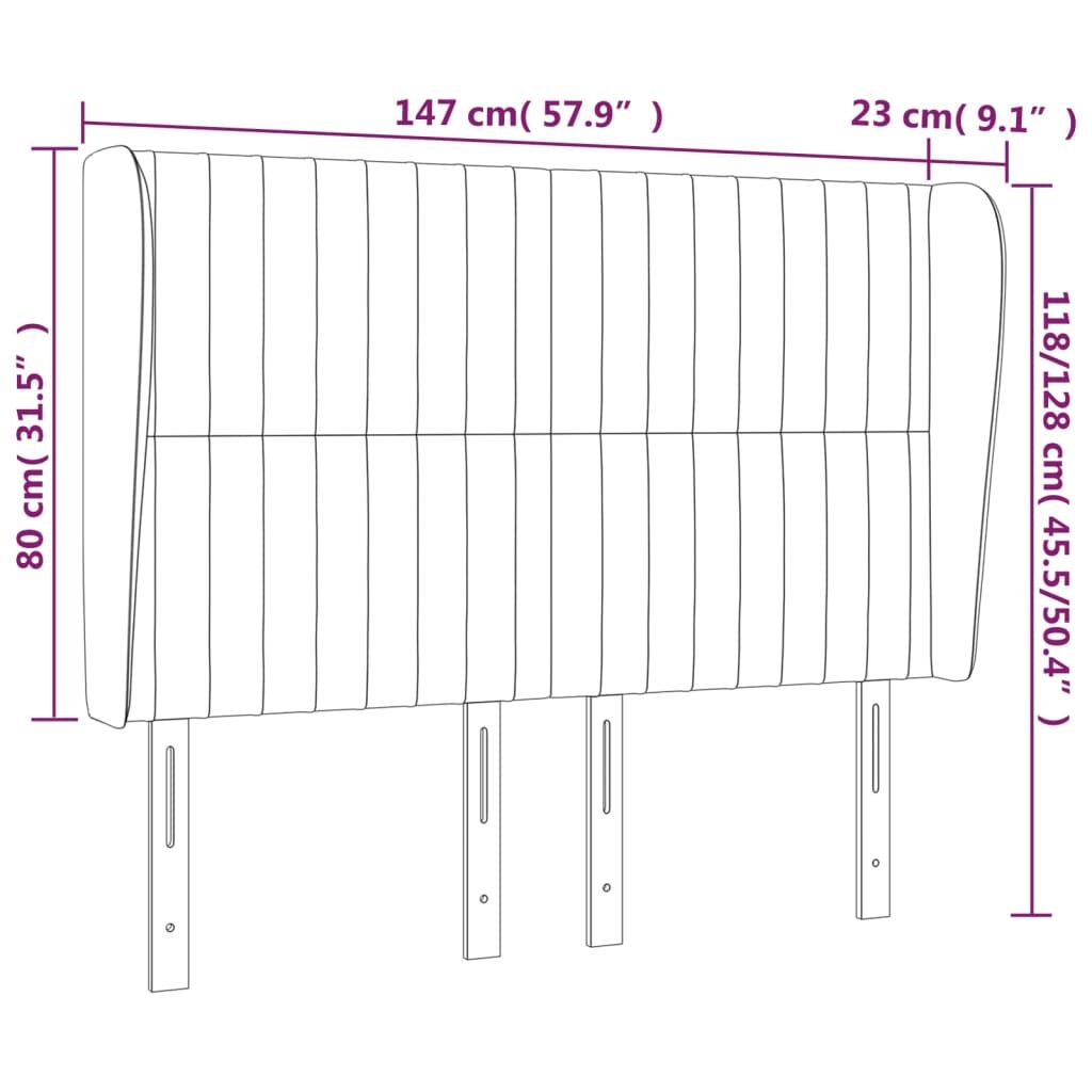 Κεφαλάρι με Πτερύγια Taupe 147x23x118/128 εκ. Υφασμάτινο