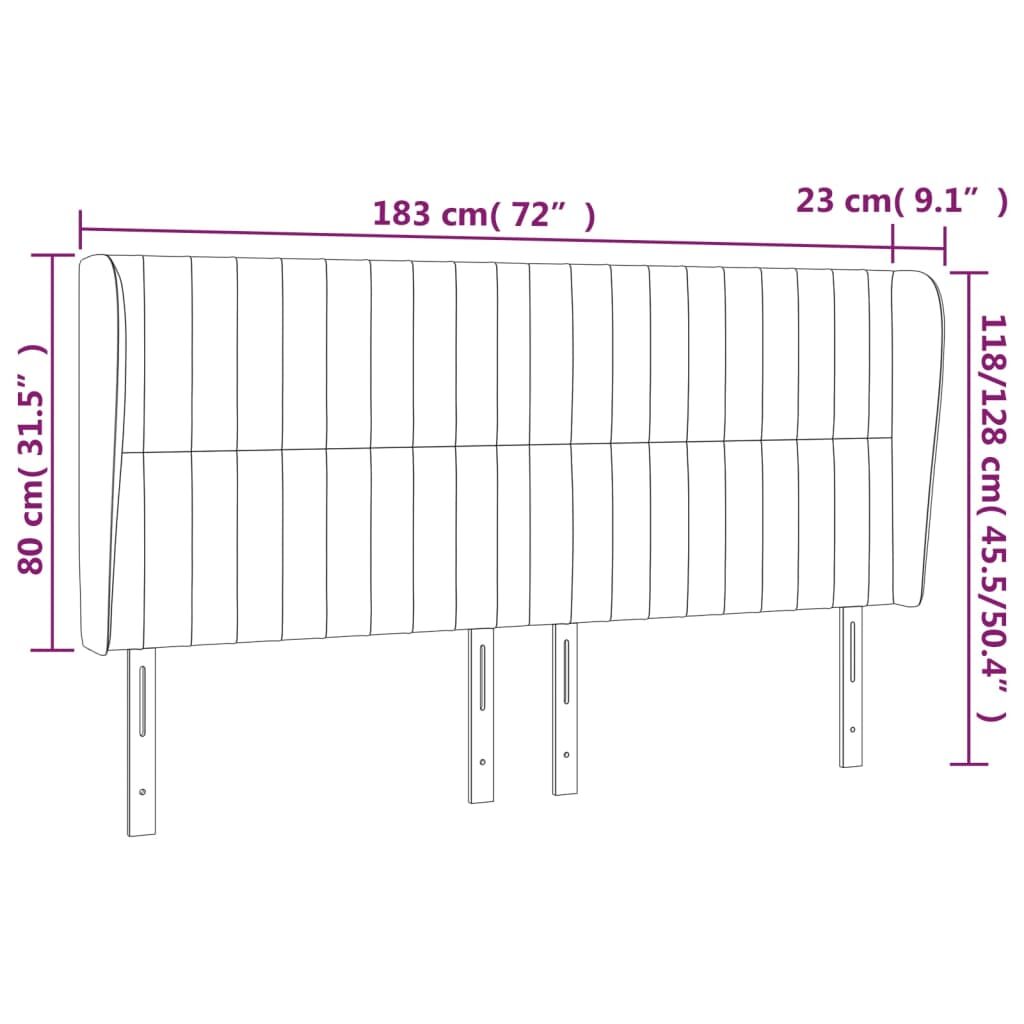 Κεφαλάρι με Πτερύγια Σκούρο Καφέ 183x23x118/128 εκ. Υφασμάτινο