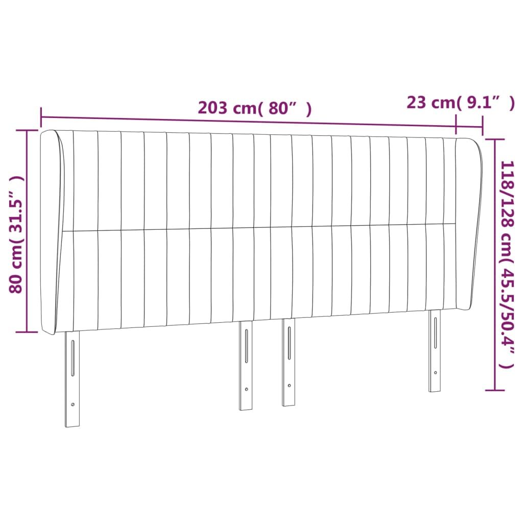 Κεφαλάρι με Πτερύγια Ανοιχτό Γκρι 203x23x118/128 εκ. Υφασμάτινο