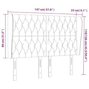 Κεφαλάρι με Πτερύγια Σκούρο Καφέ 147x23x118/128 εκ.Υφασμάτινο