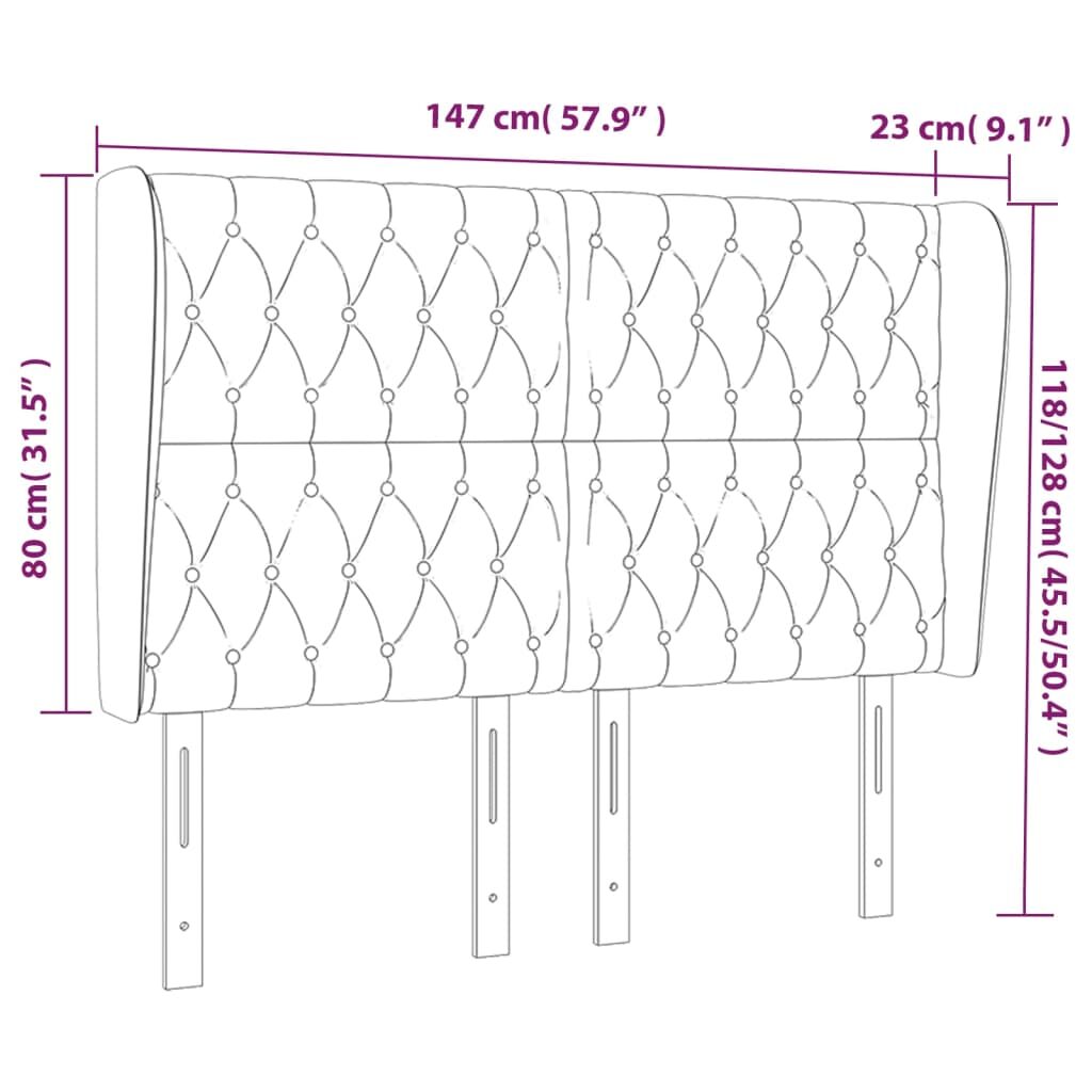 Κεφαλάρι με Πτερύγια Taupe 147x23x118/128 εκ. Υφασμάτινο