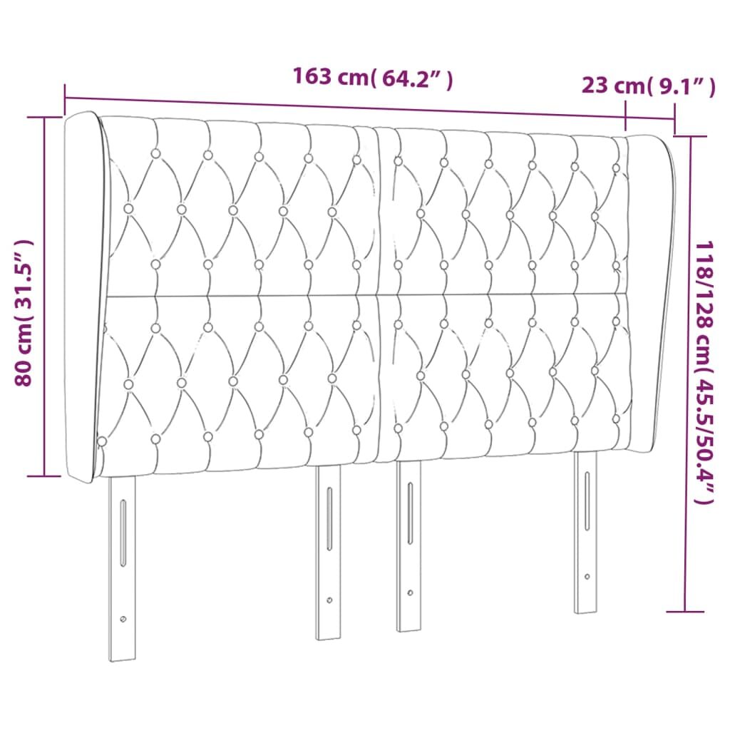 Κεφαλάρι με Πτερύγια Κρεμ 163x23x118/128 εκ. Υφασμάτινο