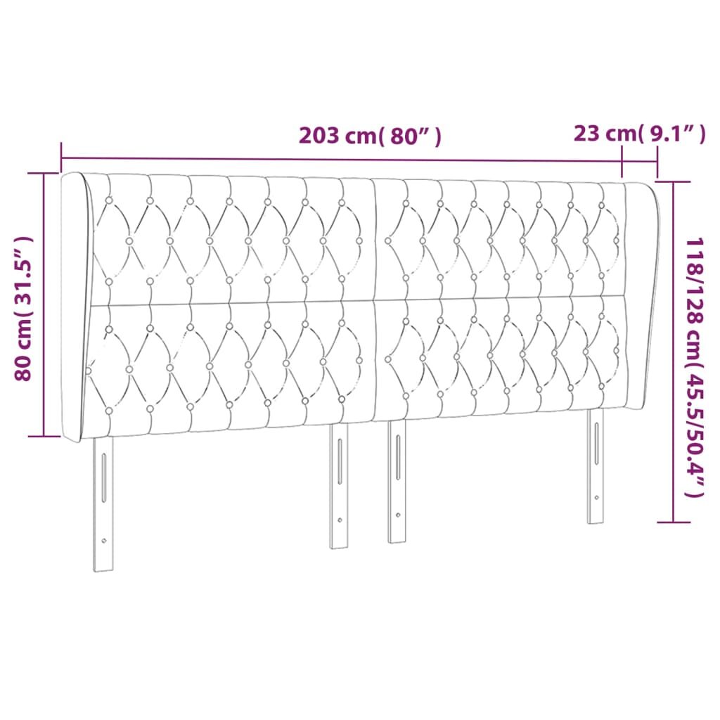 Κεφαλάρι με Πτερύγια Σκούρο Γκρι 203x23x118/128 εκ. Υφασμάτινο