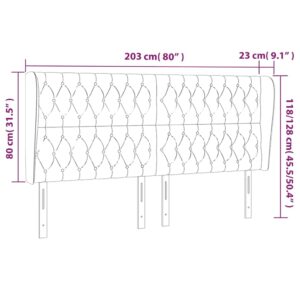 Κεφαλάρι με Πτερύγια Σκούρο Γκρι 203x23x118/128 εκ. Υφασμάτινο