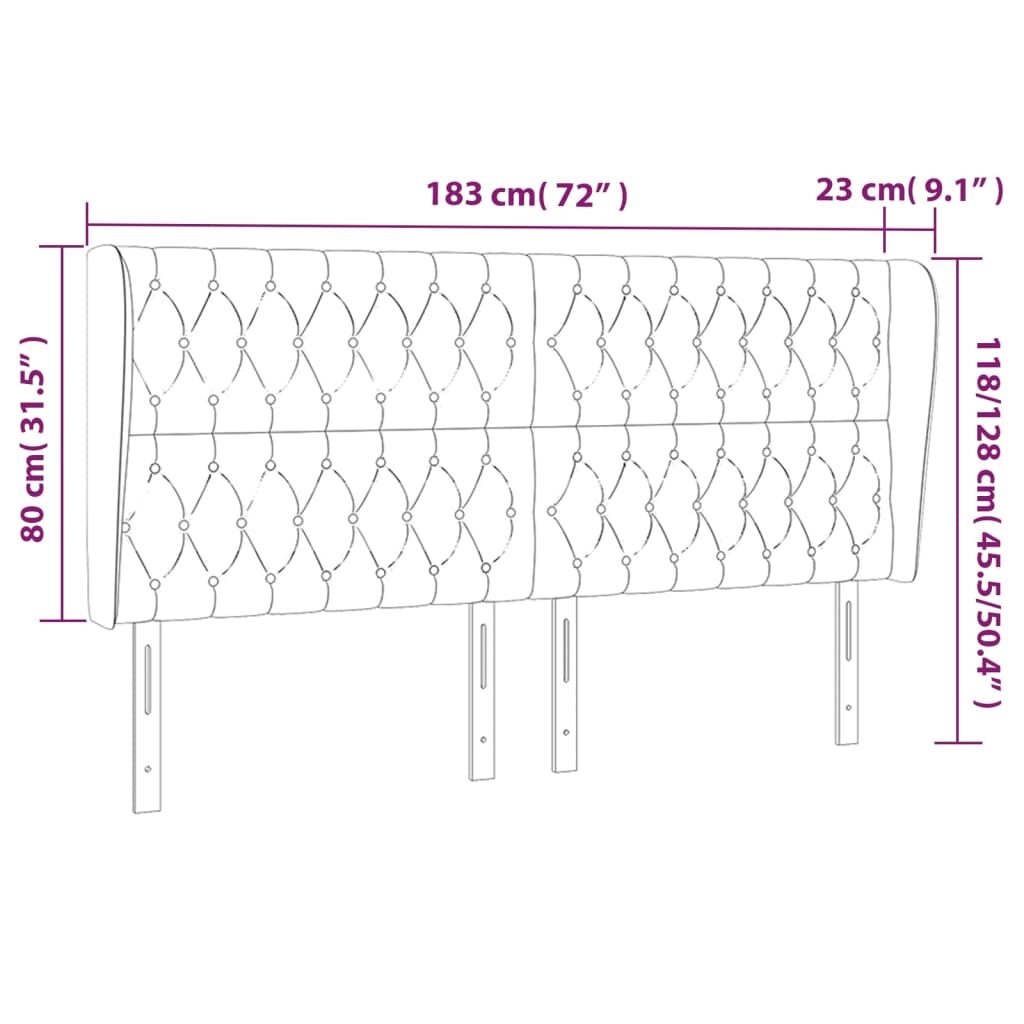 Κεφαλάρι με Πτερύγια Σκούρο Μπλε 183x23x118/128 εκ. Βελούδινο