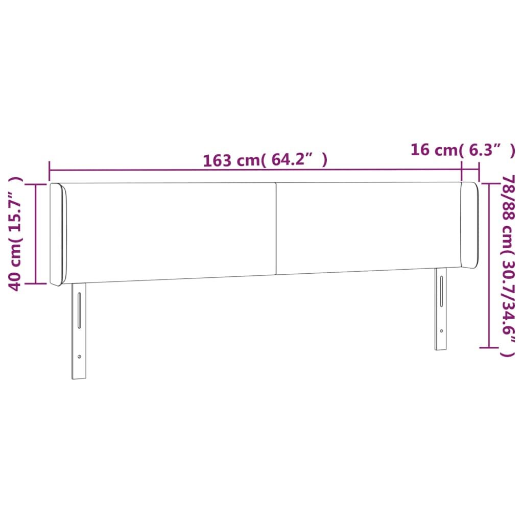 Κεφαλάρι με Πτερύγια Σκούρο Καφέ 163x16x78/88 εκ. Υφασμάτινο