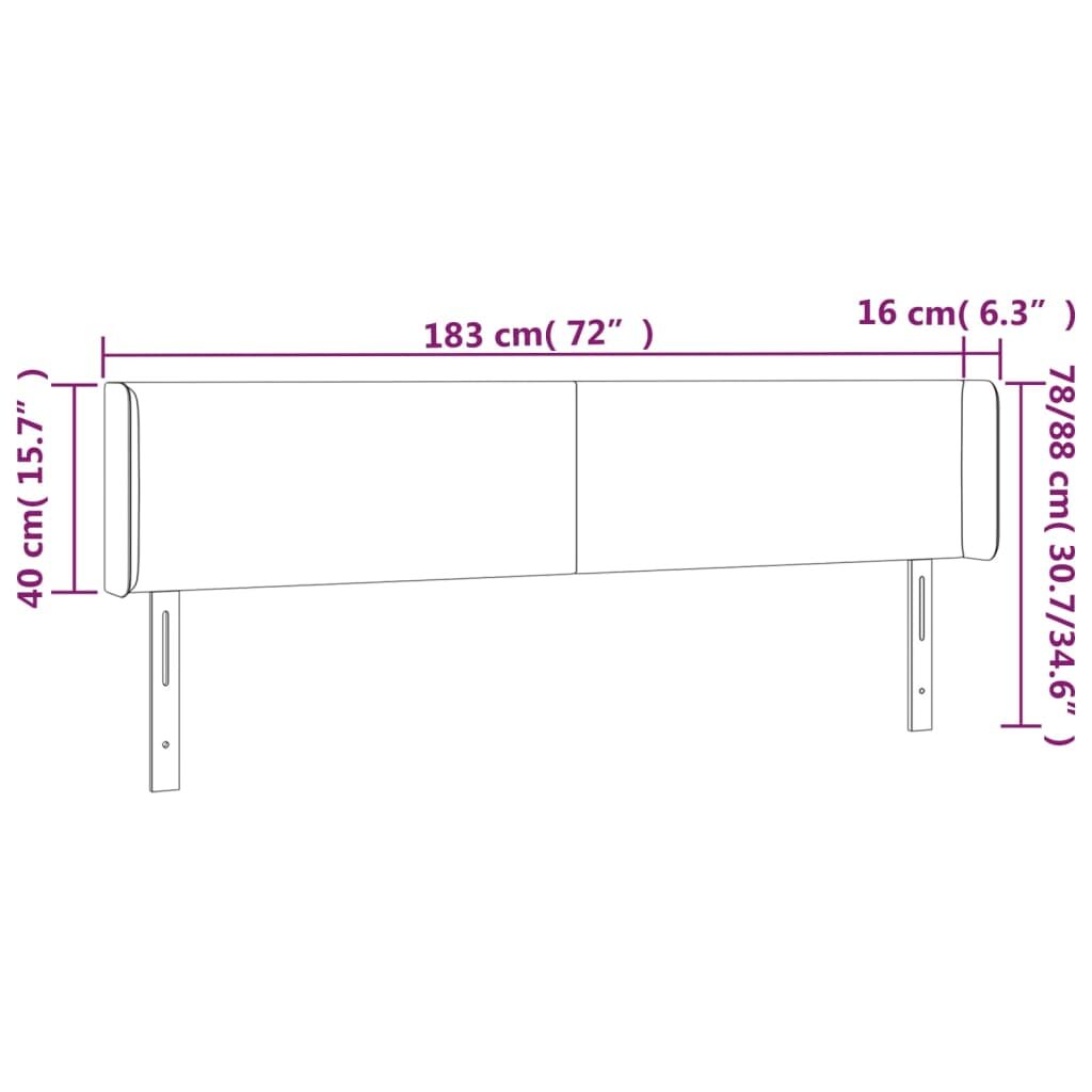 Κεφαλάρι με Πτερύγια Μαύρο 183x16x78/88 εκ. Υφασμάτινο