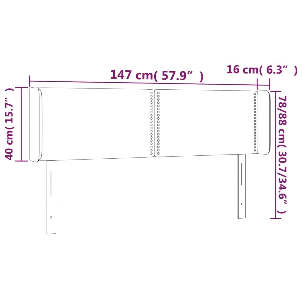 Κεφαλάρι με Πτερύγια Σκούρο Καφέ 147x16x78/88 εκ. Υφασμάτινο