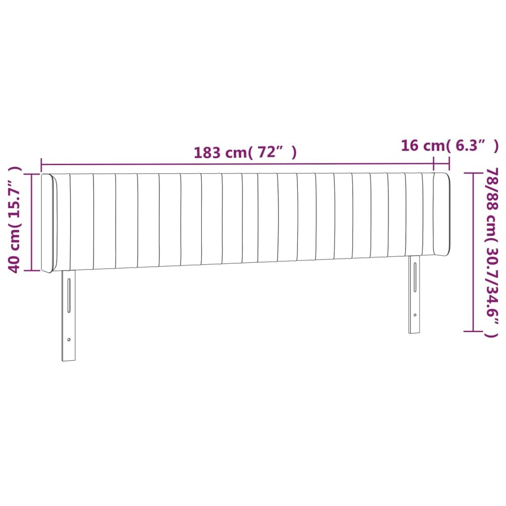 Κεφαλάρι με Πτερύγια Σκούρο Καφέ 183x16x78/88 εκ. Υφασμάτινο