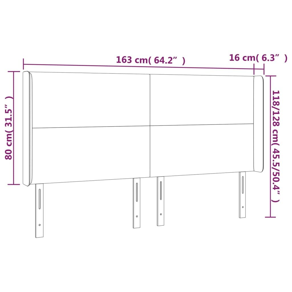 Κεφαλάρι με Πτερύγια Σκούρο Καφέ 163x16x118/128 εκ. Υφασμάτινο