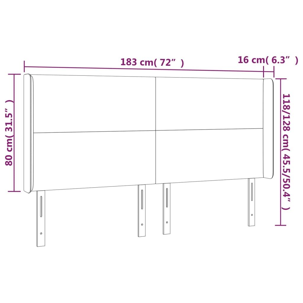 Κεφαλάρι με Πτερύγια Μαύρο 183x16x118/128 εκ. Υφασμάτινο