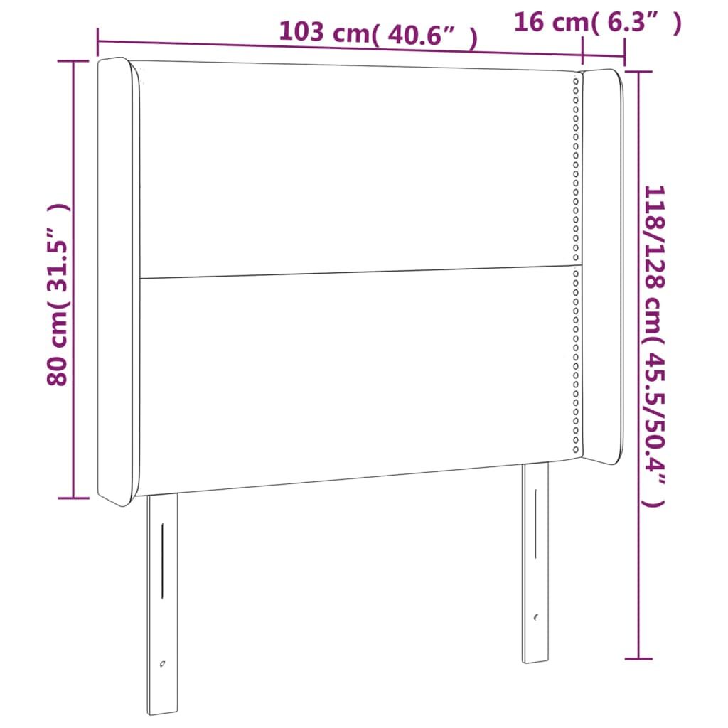 Κεφαλάρι με Πτερύγια Σκούρο Γκρι 103x16x118/128 εκ. Υφασμάτινο