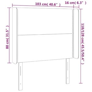 Κεφαλάρι με Πτερύγια Σκούρο Γκρι 103x16x118/128 εκ. Υφασμάτινο