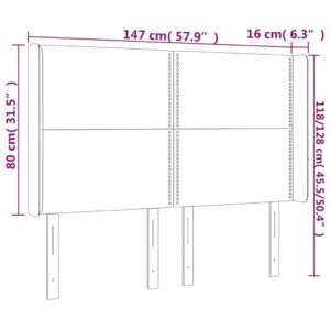 Κεφαλάρι με Πτερύγια Μαύρο 147x16x118/128 εκ. Υφασμάτινο