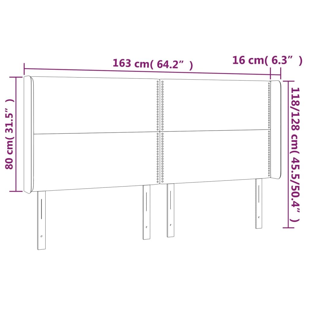 Κεφαλάρι με Πτερύγια Μαύρο 163x16x118/128 εκ. Υφασμάτινο