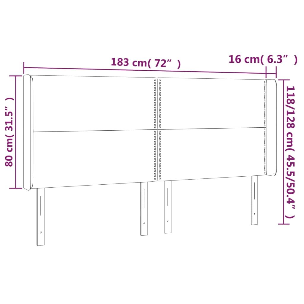 Κεφαλάρι με Πτερύγια Ανοιχτό Γκρι 183x16x118/128 εκ. Υφασμάτινο