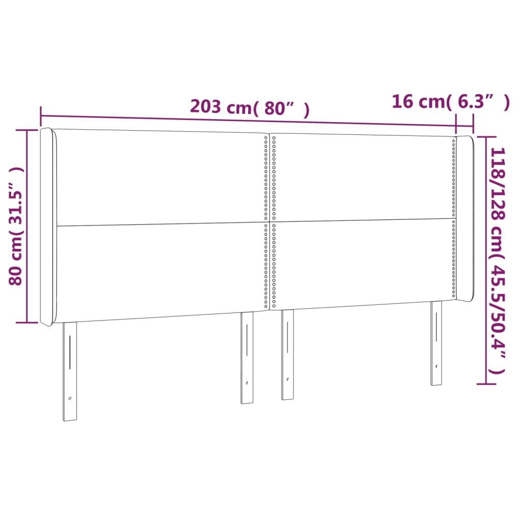 Κεφαλάρι με Πτερύγια Σκούρο Καφέ 203x16x118/128 εκ. Υφασμάτινο