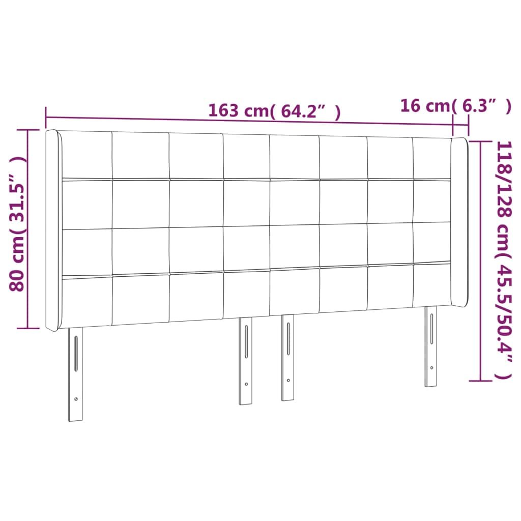 Κεφαλάρι με Πτερύγια Σκούρο Γκρι 163x16x118/128 εκ. Υφασμάτινο