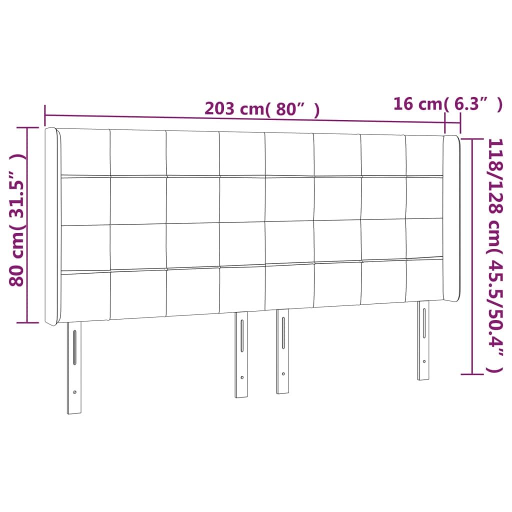 Κεφαλάρι με Πτερύγια Σκούρο Καφέ 203x16x118/128 εκ. Υφασμάτινο