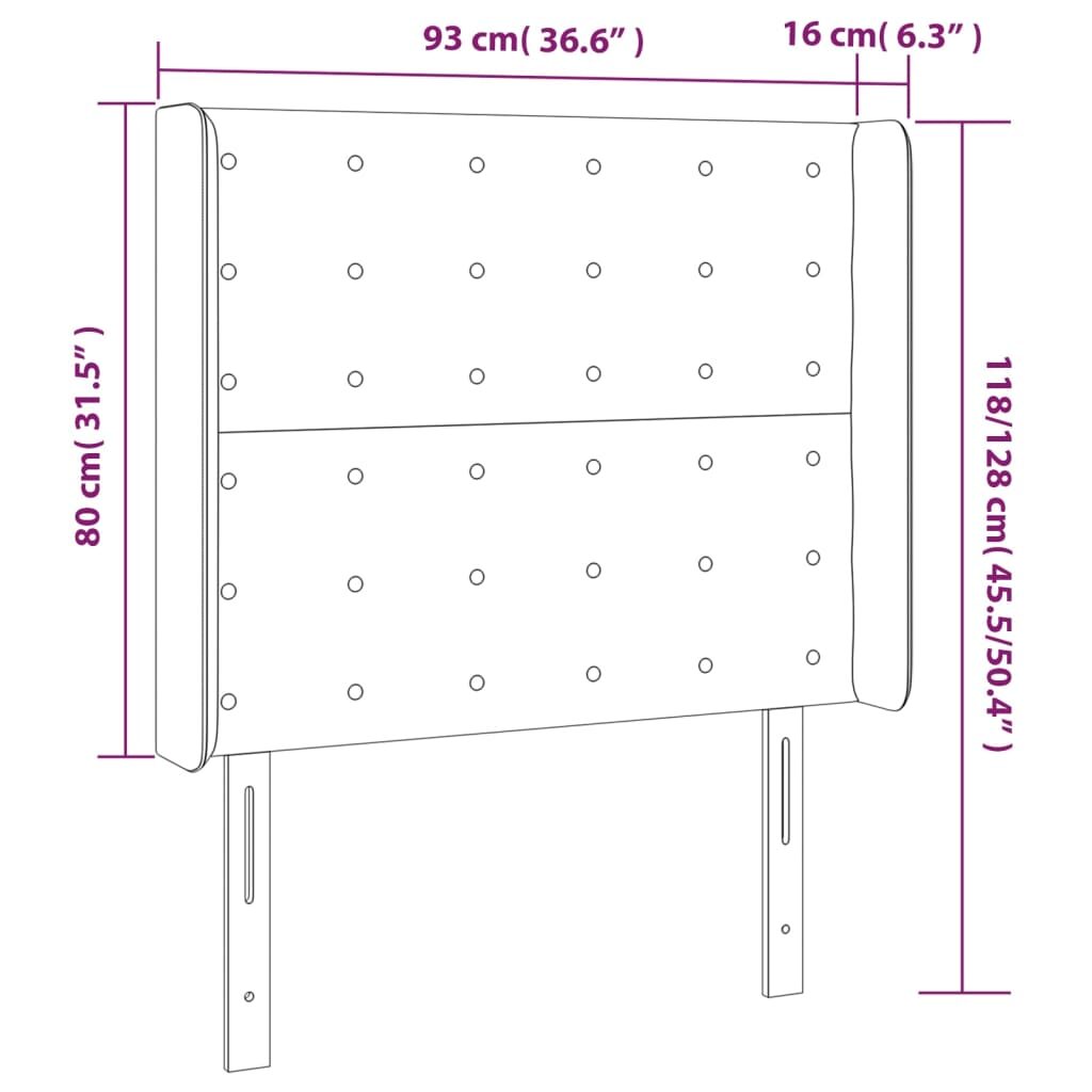 Κεφαλάρι με Πτερύγια Καφέ 93x16x118/128 εκ. Συνθετικό Δέρμα