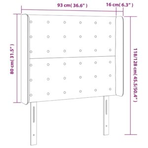 Κεφαλάρι με Πτερύγια Καφέ 93x16x118/128 εκ. Συνθετικό Δέρμα