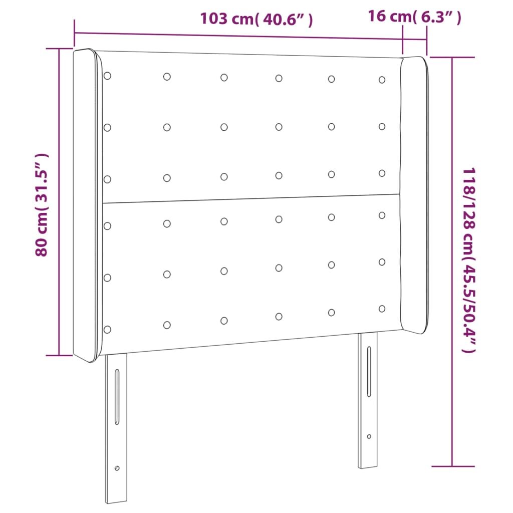 Κεφαλάρι με Πτερύγια Καφέ 103x16x118/128 εκ. Συνθετικό Δέρμα