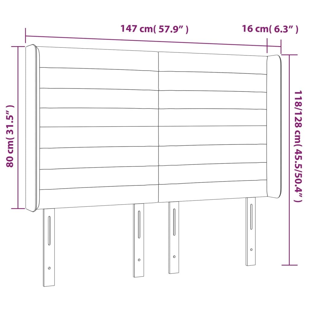 Κεφαλάρι με Πτερύγια Taupe 147x16x118/128 εκ. Υφασμάτινο