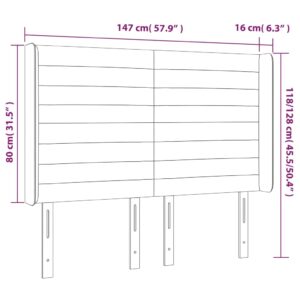 Κεφαλάρι με Πτερύγια Taupe 147x16x118/128 εκ. Υφασμάτινο